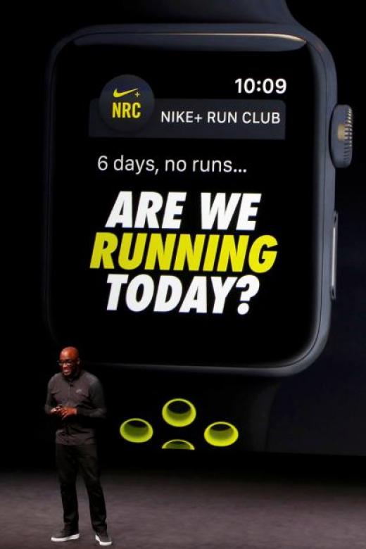 Mr Trevor Edwards, president of Nike brand, discussing the Apple Watch with Nike+ in September.