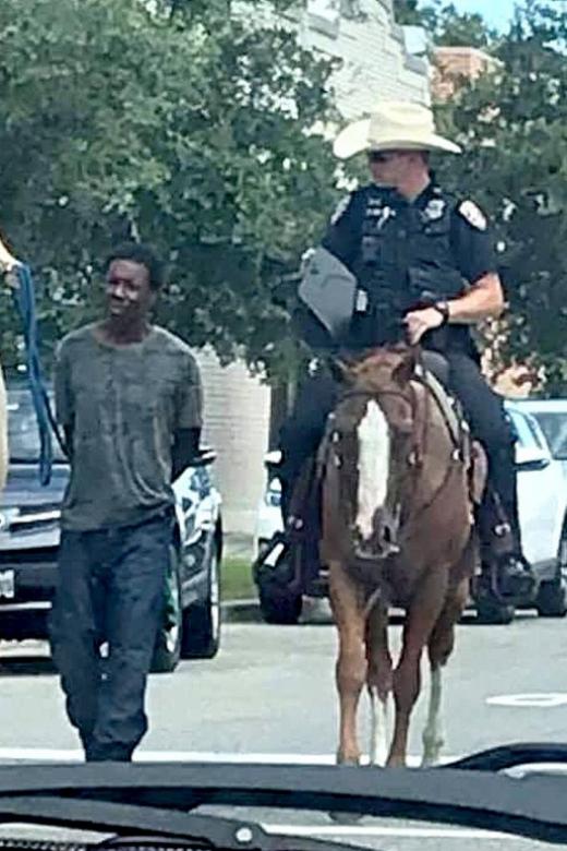 Photo of cops leading black man by a rope in Texas sparks outrage