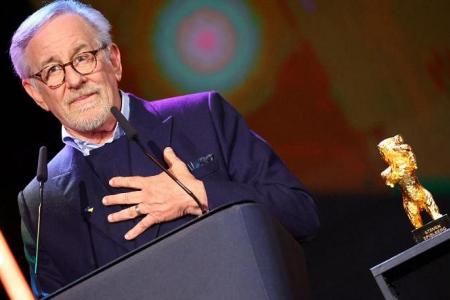 Still filming, Spielberg, 76, wins Berlin lifetime award