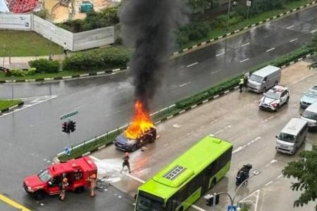 Car catches fire near Woodleigh Mall; no injuries reported