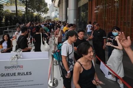 Snaking queue outside Ion Orchard on launch of Snoopy-themed MoonSwatch 