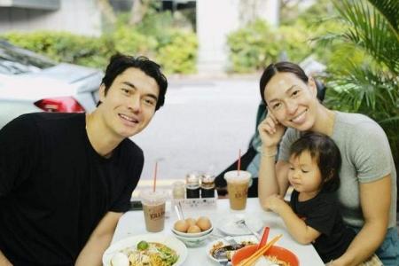 Actor Henry Golding and family back in Singapore, dig into local food