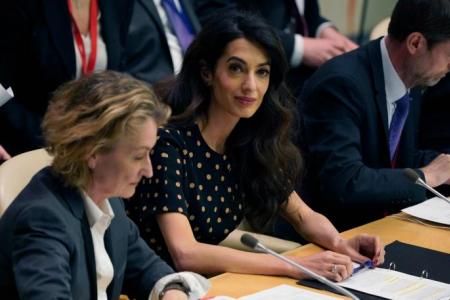 At UN, Amal Clooney pushes for Ukraine war crimes justice