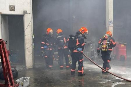 One person taken to hospital after fire at Kaki Bukit car workshop