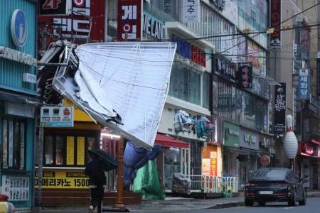 Typhoon Hinnamnor hits South Korea causing power outages, flooded streets