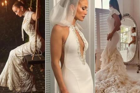 Jennifer Lopez shares photos of her three wedding gowns