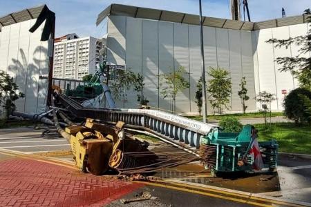 Soil mixing machine topples at Housing Board project site; no injuries reported