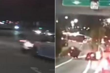 Bike, rider in bushes in Jurong West collision; MPV flips over after accident on Braddell flyover