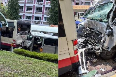 Van driver dies after crashing into stationary bus in Choa Chu Kang