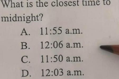 ‘What is the closest time to midnight?’: Maths question for kids causes confusion 