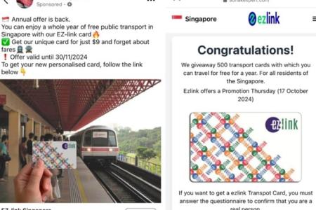 Scammers out to take people for a ride with ez-link card phishing ploy