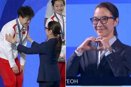 Michelle Yeoh brings glamour to Olympic medal presentation 