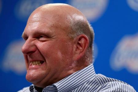 New Clippers owner Steve Ballmer gets too enthusiastic in his introduction speech
