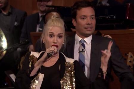 Watch adorable Gwen Stefani in lip sync battle with Blake Shelton, Jimmy Fallon