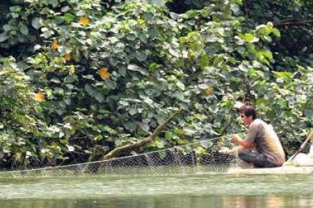 Three caught fishing illegally at Sungei Buloh Wetlands - they were on styrofoam raft