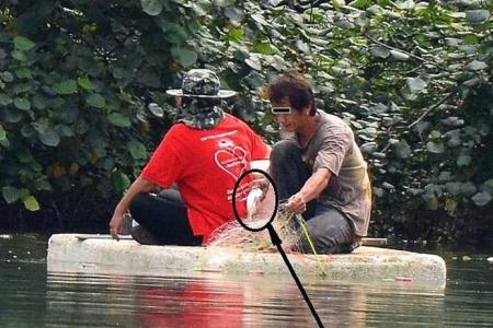 Three caught fishing illegally at Sungei Buloh Wetlands - they were on styrofoam raft