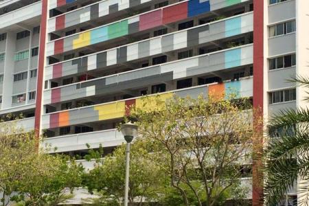 Retro art: Tampines St 42 blocks get painted with TV test pattern