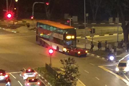 Ferrari and SBS bus collide