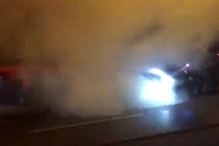 Taxi catches fire, spews thick smoke at AMK Ave 5