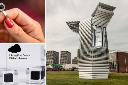 This tower is a giant air purfier that turns smog into jewels