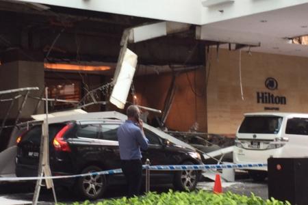 Roof of driveway at Hilton Singapore collapses