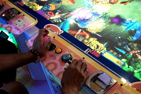 Seniors hooked on fish arcade game