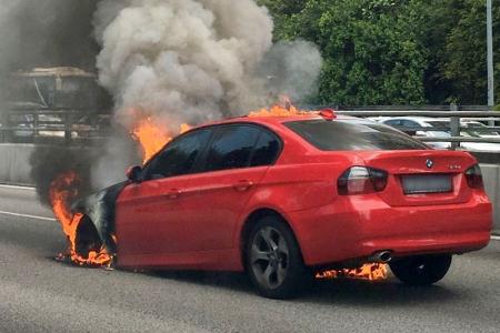 BMW catches fire along CTE