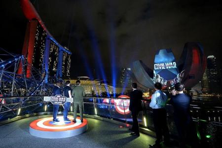 Marina Bay Sands lights up for Captain America