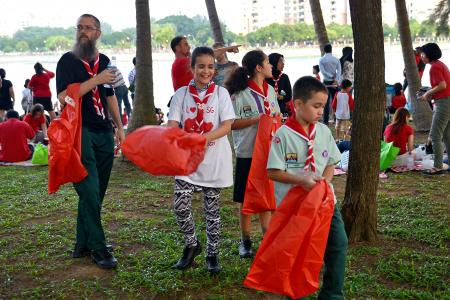 Cleaning up while Singapore partied 