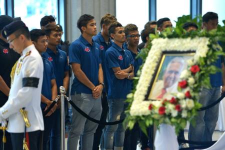 Local footballers offer last respects to S R Nathan