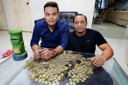 He saves 6,000 $1 coins in 2 years