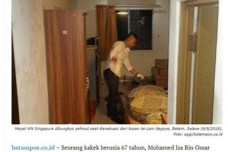 Singaporean, 67, found dead in Batam hotel room
