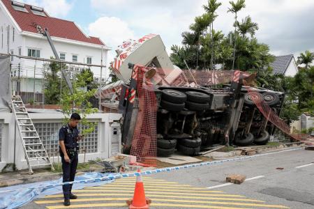 Two houses damaged by crane in Siglap