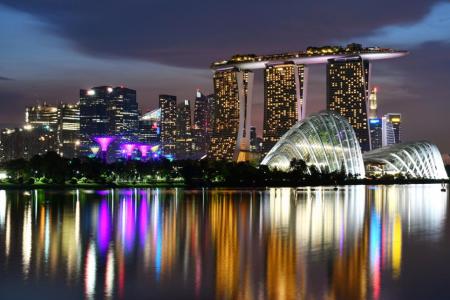 night view of Singapore Skyline