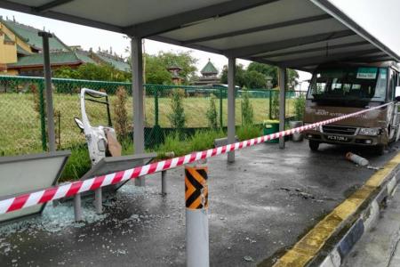 Hospital bus crashes into Braddell Road bus stop