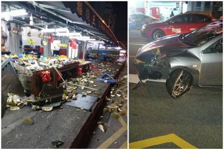 Drink driver crashes into Geylang durian stall