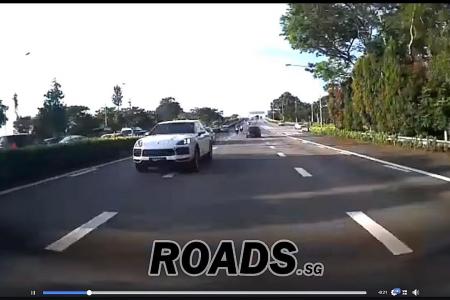 Two cars race along CTE during morning rush hour