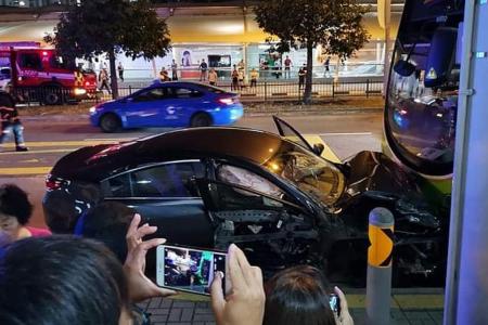 Car, bus and taxi involved in accident in Sengkang