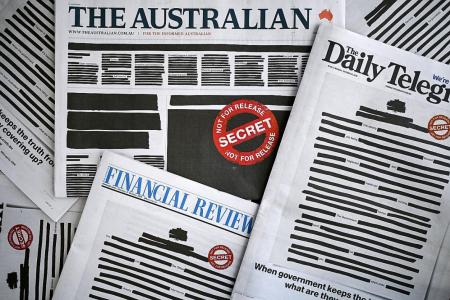 Aussie papers redact front pages to protest against press restrictions