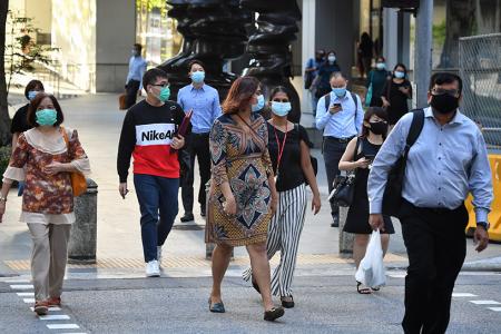 Masked people in Singapore
