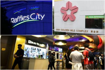 Raffles City Shopping Centre, Golden Mile Complex and the Golden Village cinema in Vivo City are some of the new places visited by Covid-19 patients.