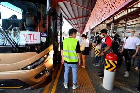 Couple turn up hours early to catch bus back to JB home