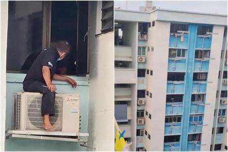 Photos of air-con worker without safety harness outside HDB flat raise concern