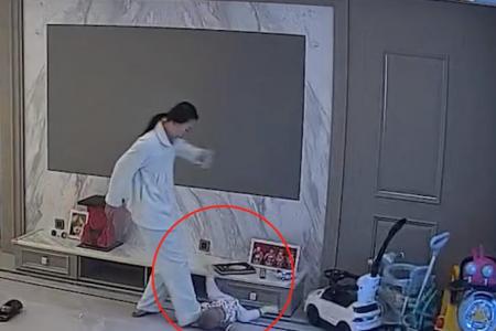 Quick-thinking mum in China cushions baby’s fall with her foot