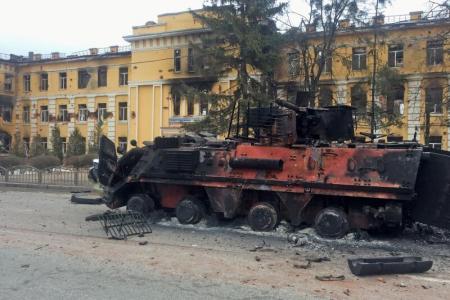 Huge Russian military convoy near Ukraine's capital Kyiv stretches for miles as bombs fall on Kharkiv