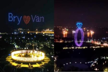 Man's marriage proposal involves epic light show with 150 drones at Gardens by the Bay