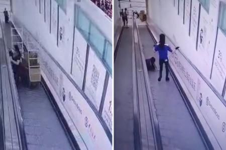 Runaway cart at Sheng Siong hits two shoppers on travelator