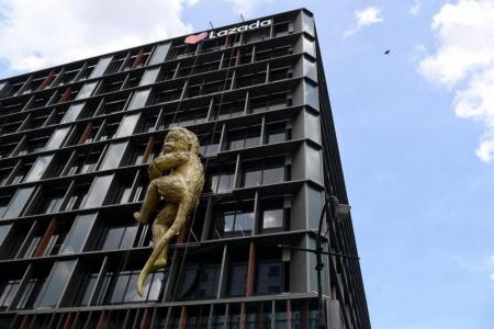 14m-tall inflatable Golden Monkey perches on Lazada One