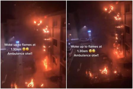 One person taken to hospital after fire breaks out in Serangoon Central Drive