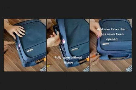 Video shows how to open a zipped bag, leaving lock intact